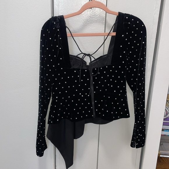 Self-Portrait Asymmetric Velvet Top - Picture 3 of 5